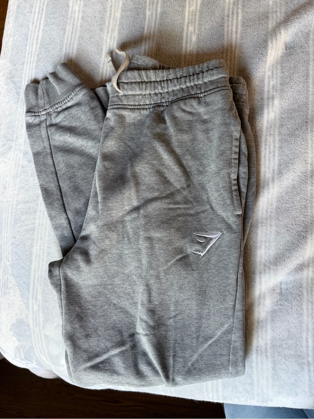 Gymshark Light Gray Fleece Sweatpants with Logo Tag